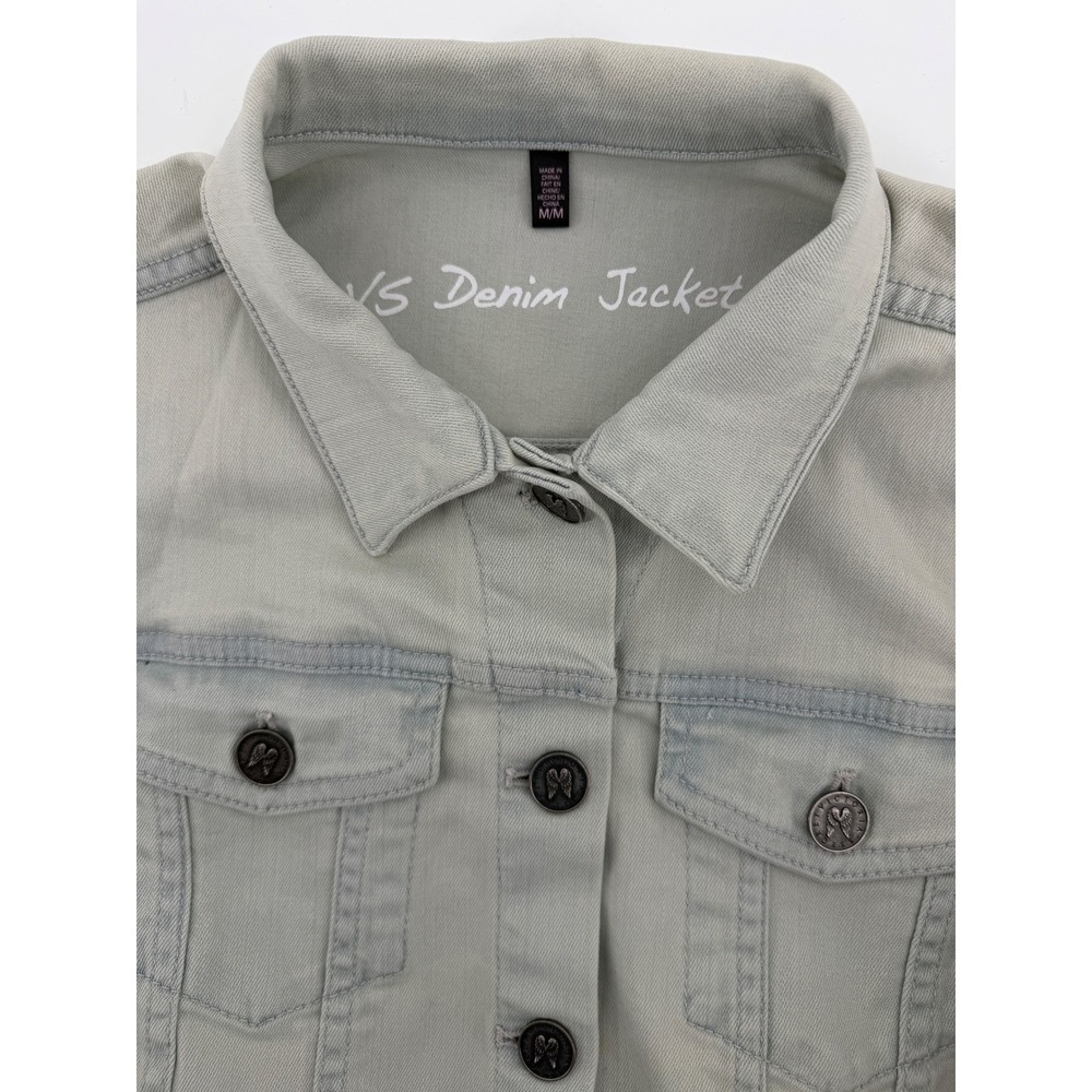 Victoria's Secret Denim Jacket Light Sage Blue Grey Trucker M M/M